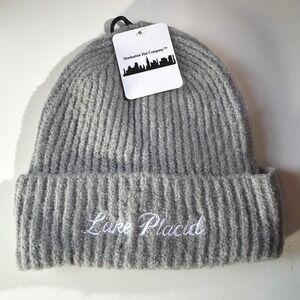 NEW Manhattan Hat Company Gray Ski Location Lake Placid Ribbed Beanie One Size
